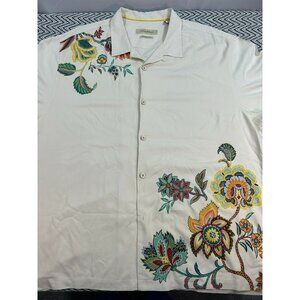 Tommy Bahama Men's XXL Original Fit Silk Shirt Floral Design White Multicolor